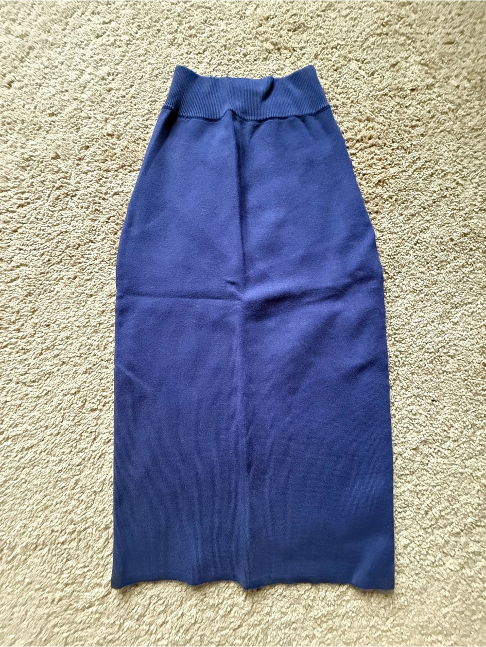 re:named Navy Pencil Knit Midi Skirt